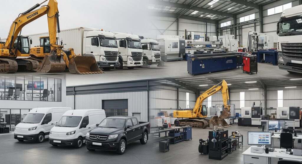 Examples of equipment eligible for bonus depreciation, including construction equipment, commercial trucks, CNC machines, business-use vehicles, and office technology.
